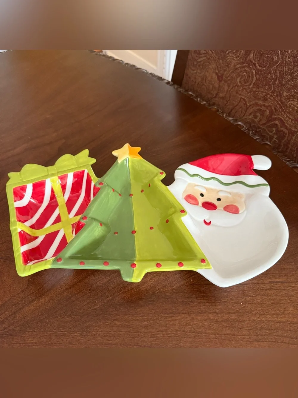 Target Home Hand-Painted Christmas Divided Serving Tray Party Decor Holiday Dish